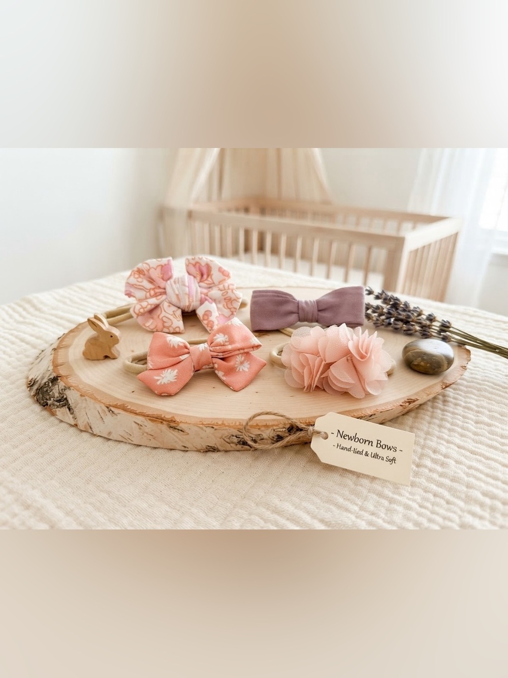 Baby Bow Set - 3 Pink & 1 Mauve Newborn Hair Bows